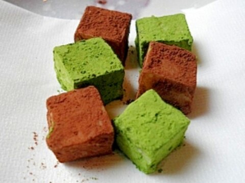 抹茶 ココアdeかわいいキューブ型ホワイト生チョコ レシピ 作り方 By Omakeya 楽天レシピ